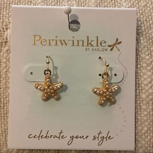 0381 Periwinkle by Barlow Gold Star Pearl Earrings